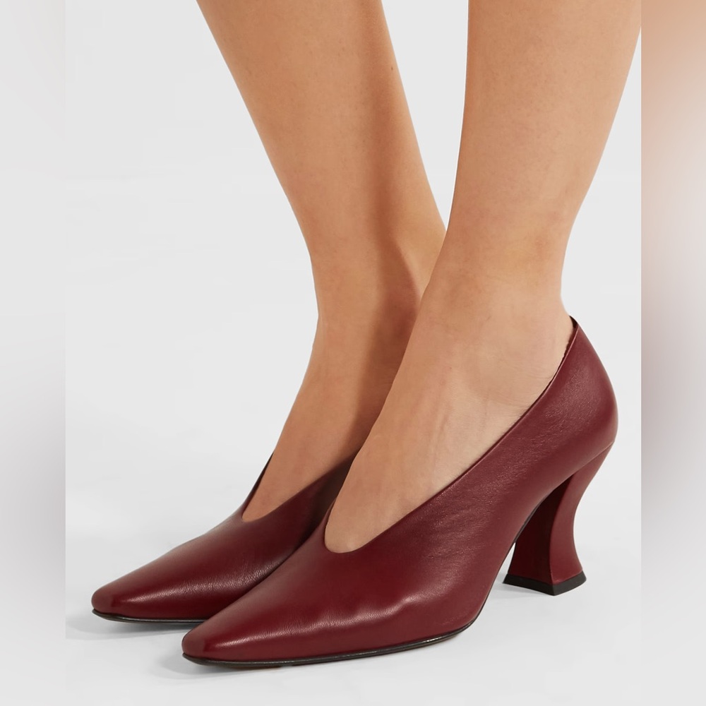 Burgundy leather pumps